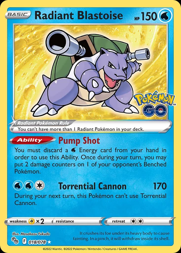 Radiant Blastoise — Pokémon GO PSA 10 price guide