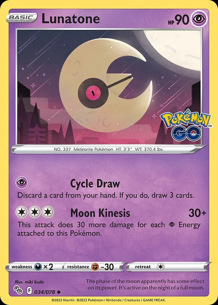 Lunatone — Pokémon GO 34 Pokémon card