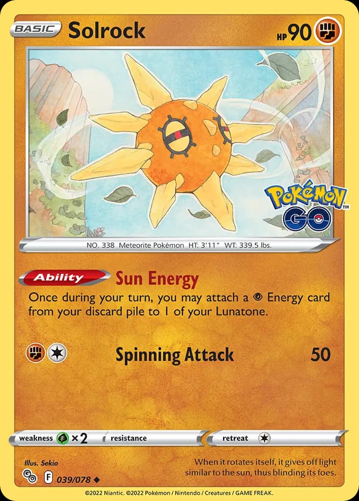 Solrock — Pokémon GO 39 Pokémon card