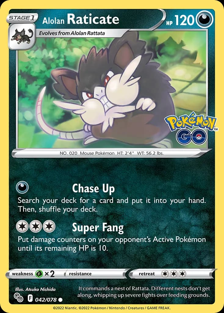 Alolan Raticate — Pokémon GO 42 Pokémon card