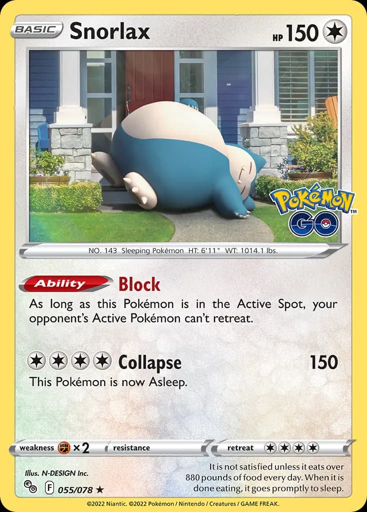 Snorlax — Pokémon GO 55 Pokémon card
