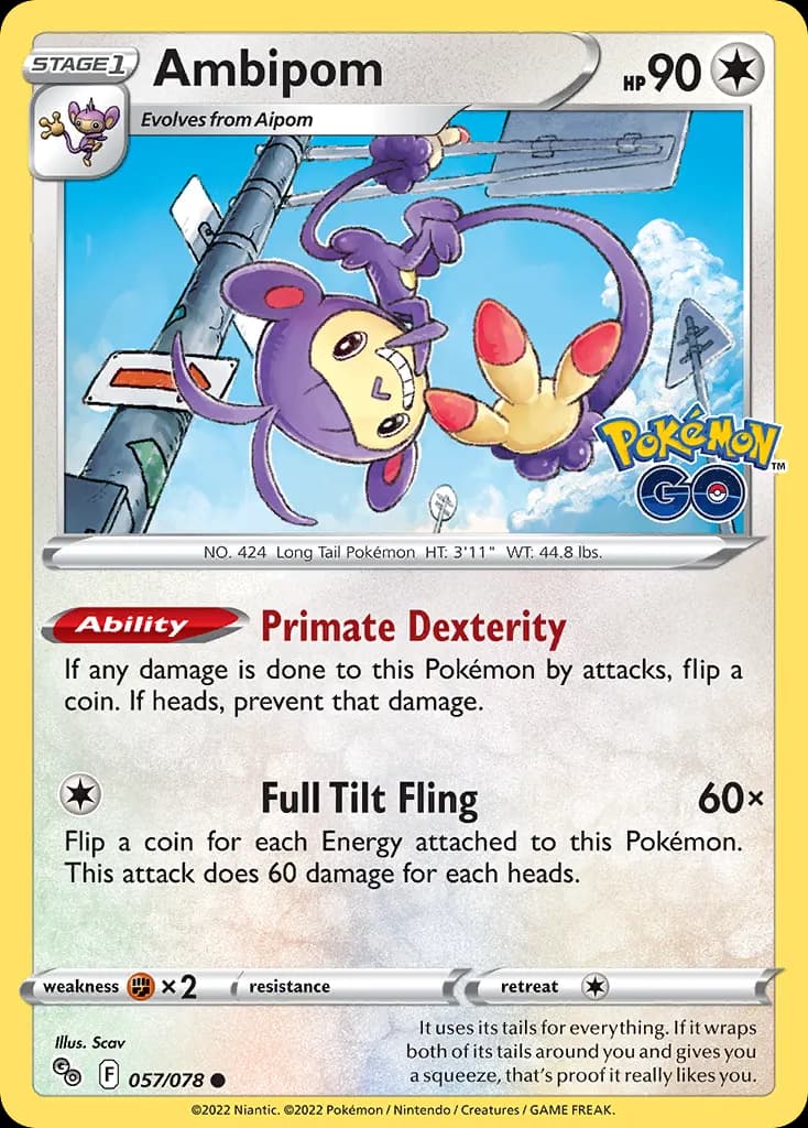 Ambipom — Pokémon GO 57 Pokémon card