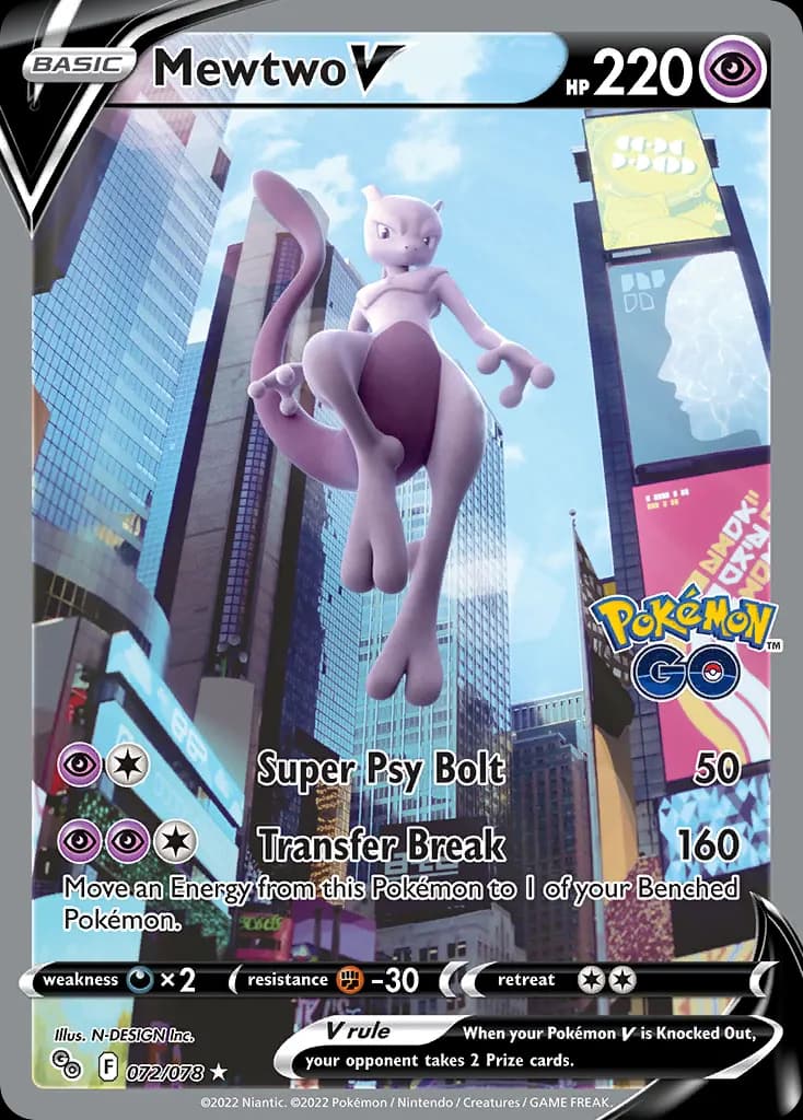 Mewtwo V — Pokémon GO 72 Pokémon card
