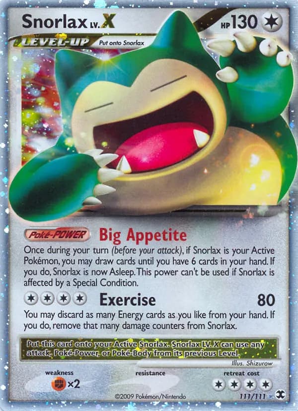 Snorlax LV.X — Rising Rivals 111 Pokémon card