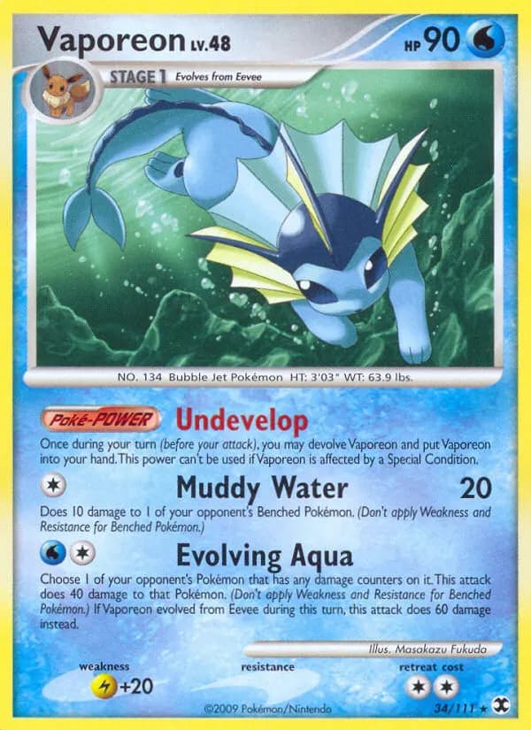 Vaporeon — Rising Rivals 34 Pokémon card