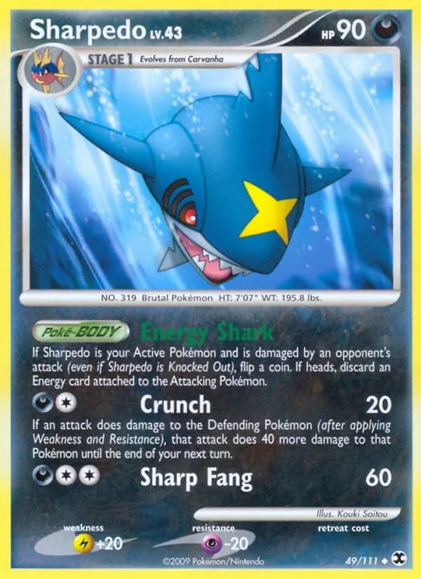 Sharpedo — Rising Rivals 49 Pokémon card