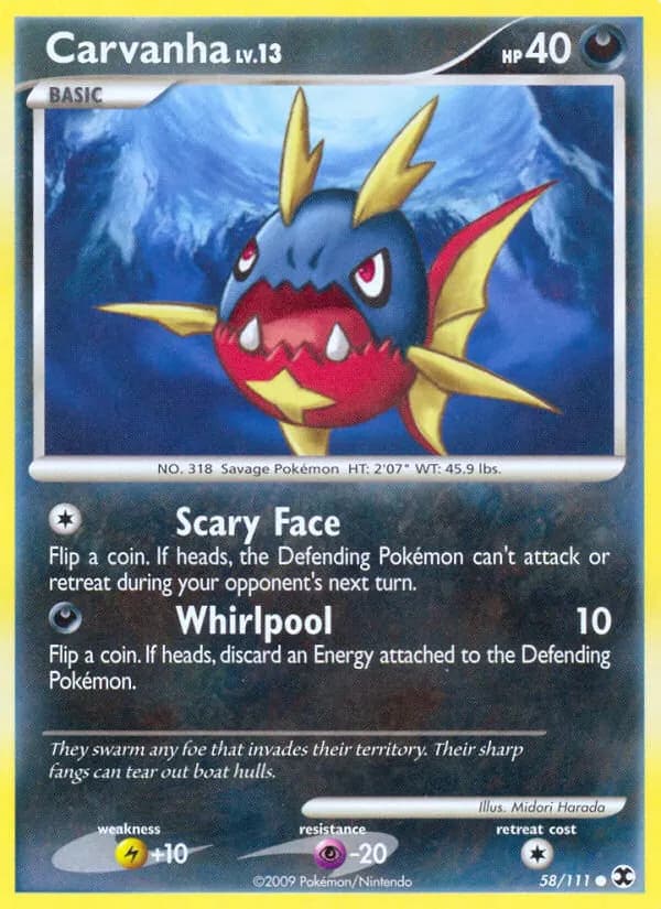 Carvanha — Rising Rivals 58 Pokémon card