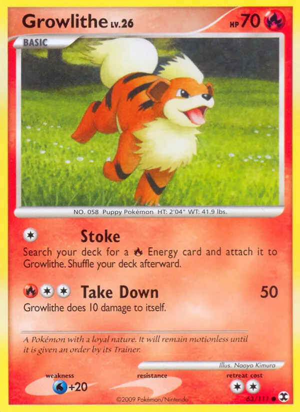 Growlithe — Rising Rivals 63 Pokémon card
