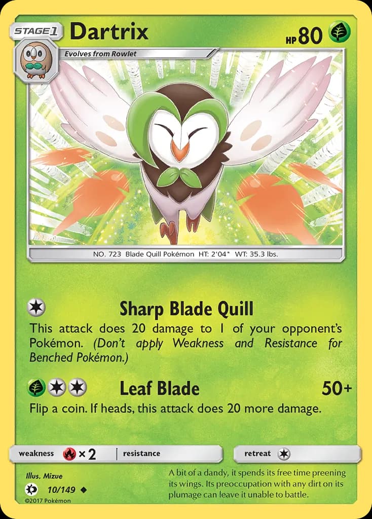 Dartrix — Sun & Moon 10 Pokémon card