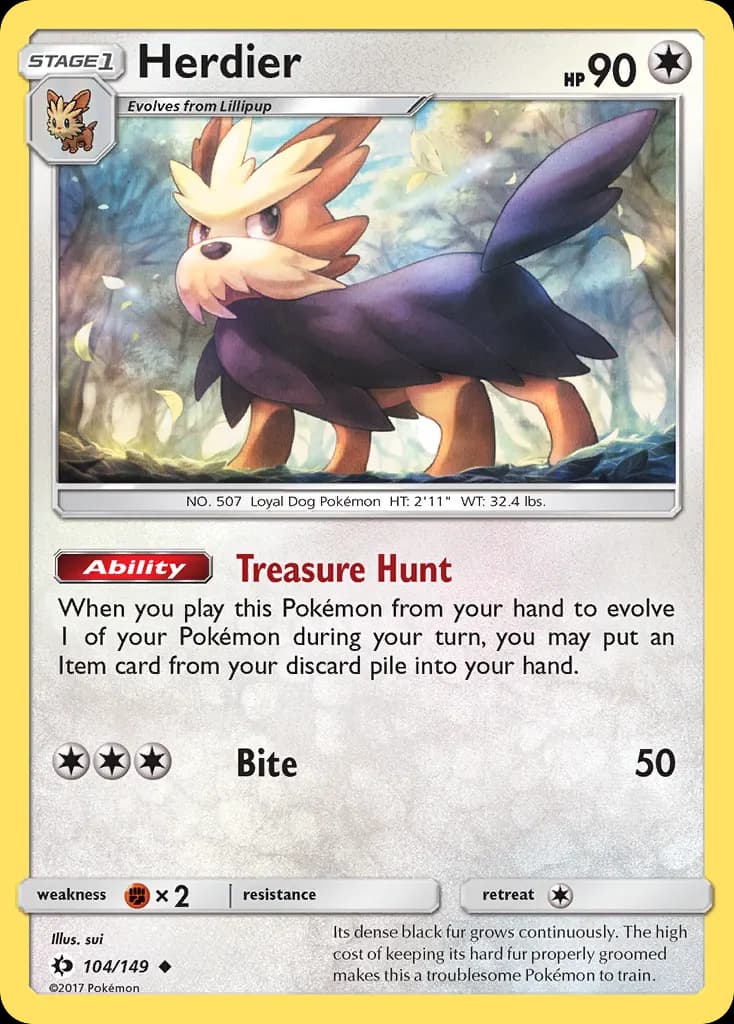Herdier — Sun & Moon 104 Pokémon card