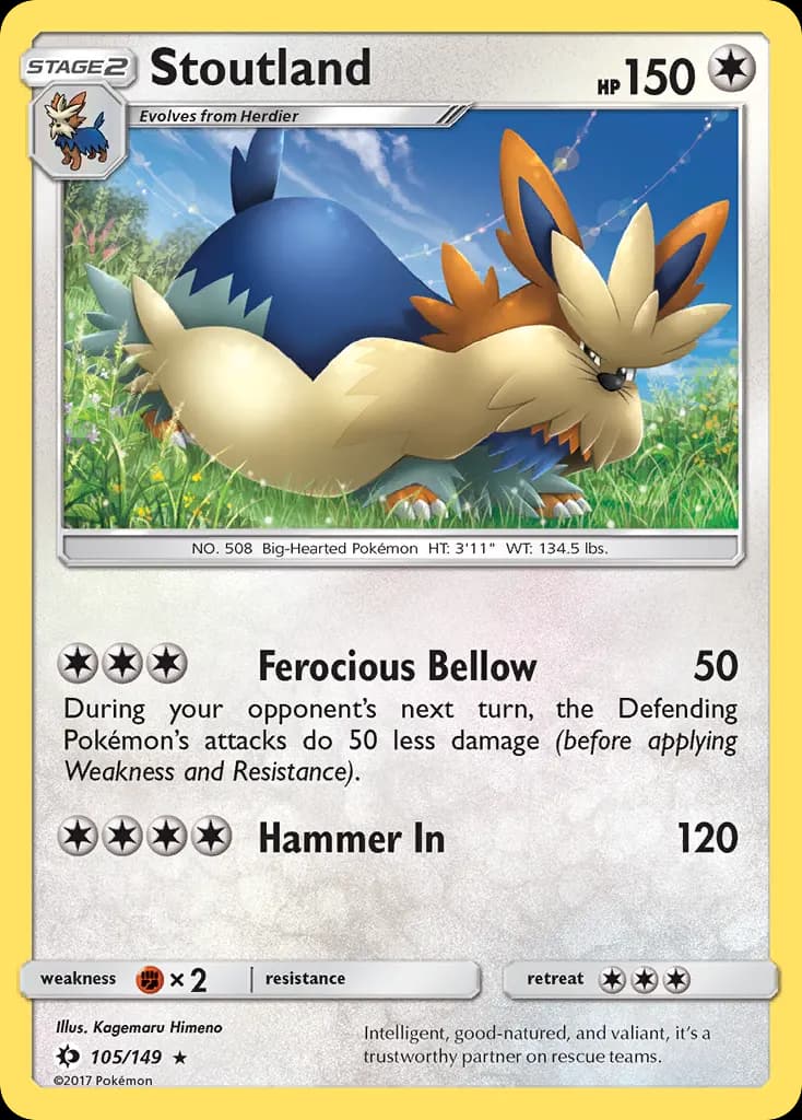 Stoutland — Sun & Moon 105 Pokémon card