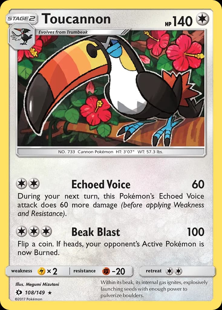 Toucannon — Sun & Moon 108 Pokémon card