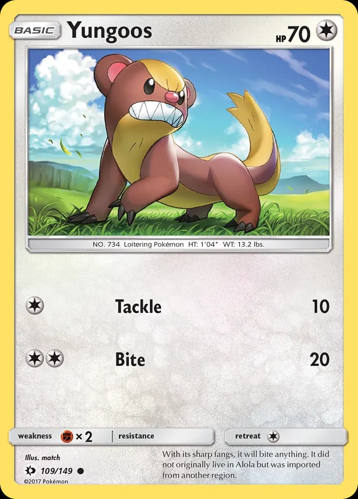Yungoos — Sun & Moon 109 Pokémon card