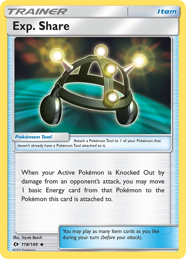 Exp. Share — Sun & Moon 118 Pokémon card