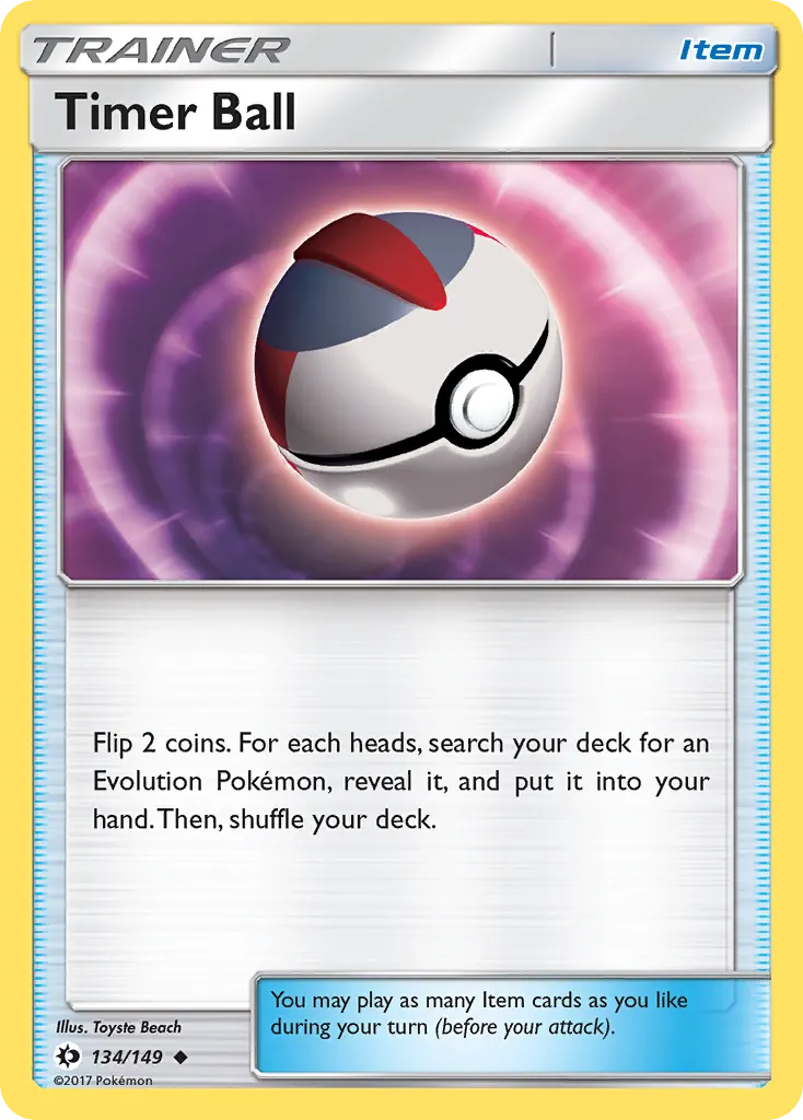 Timer Ball — Sun & Moon 134 Pokémon card