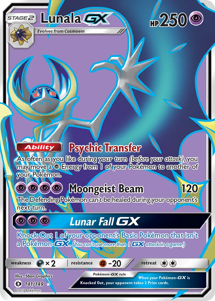 Lunala-GX — Sun & Moon 141 Pokémon card