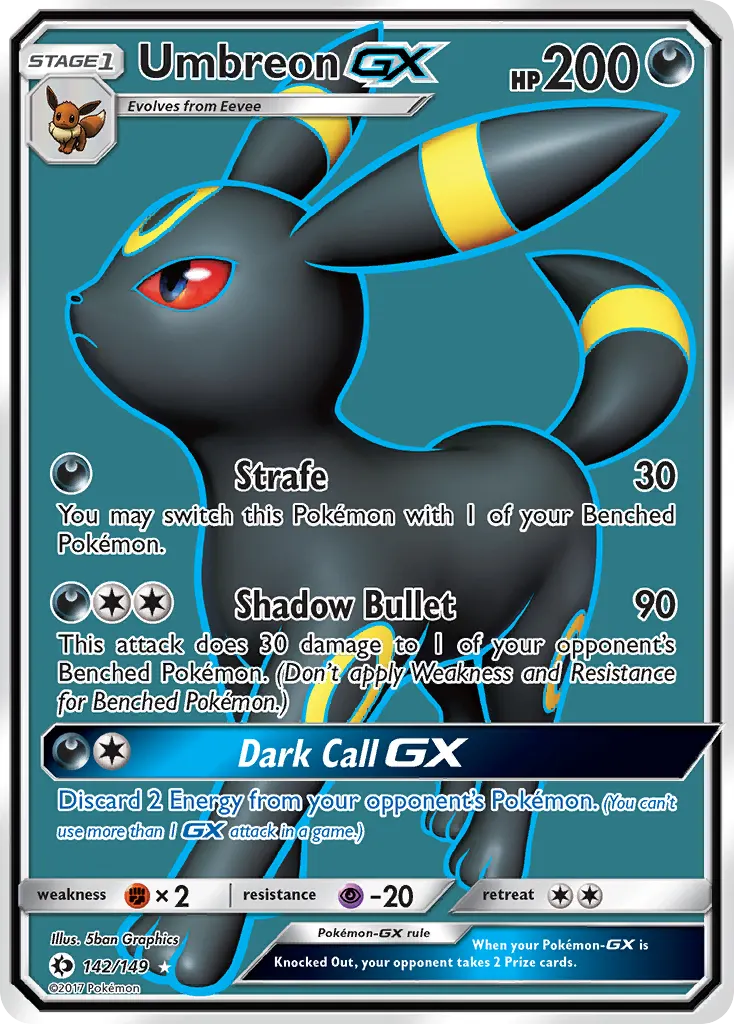 Umbreon-GX — Sun & Moon 142 Pokémon card