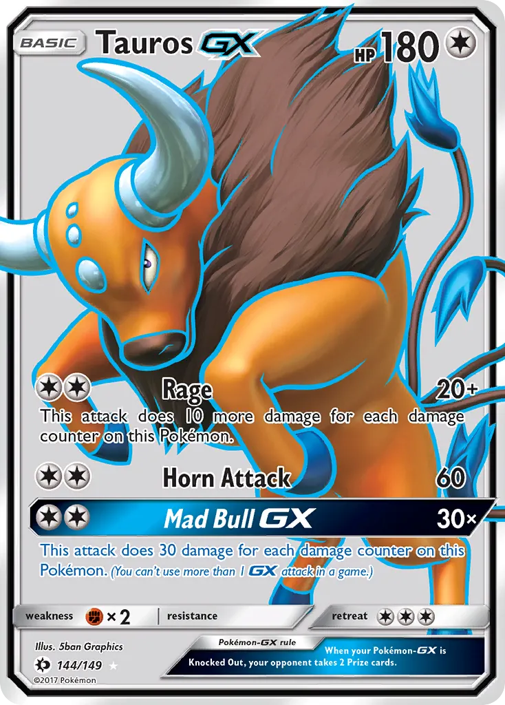 Tauros-GX — Sun & Moon 144 Pokémon card