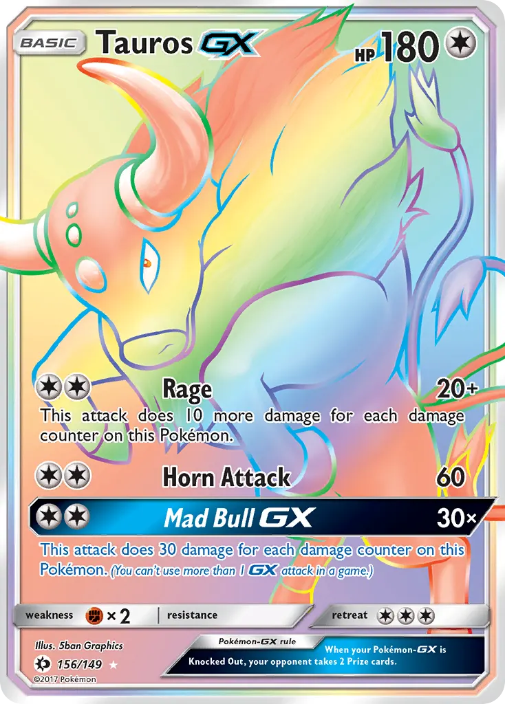 Tauros-GX — Sun & Moon 156 Pokémon card