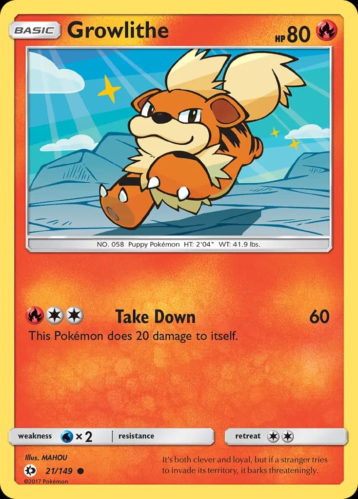 Growlithe — Sun & Moon 21 Pokémon card