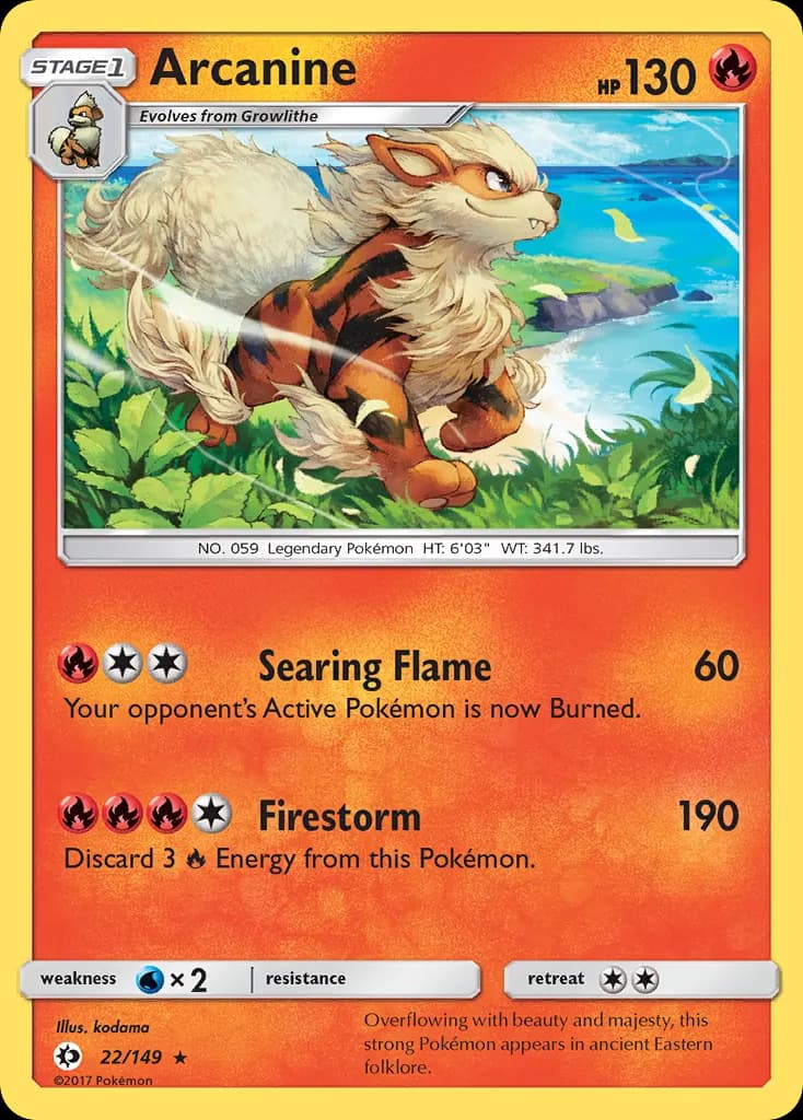 Arcanine — Sun & Moon 22 Pokémon card