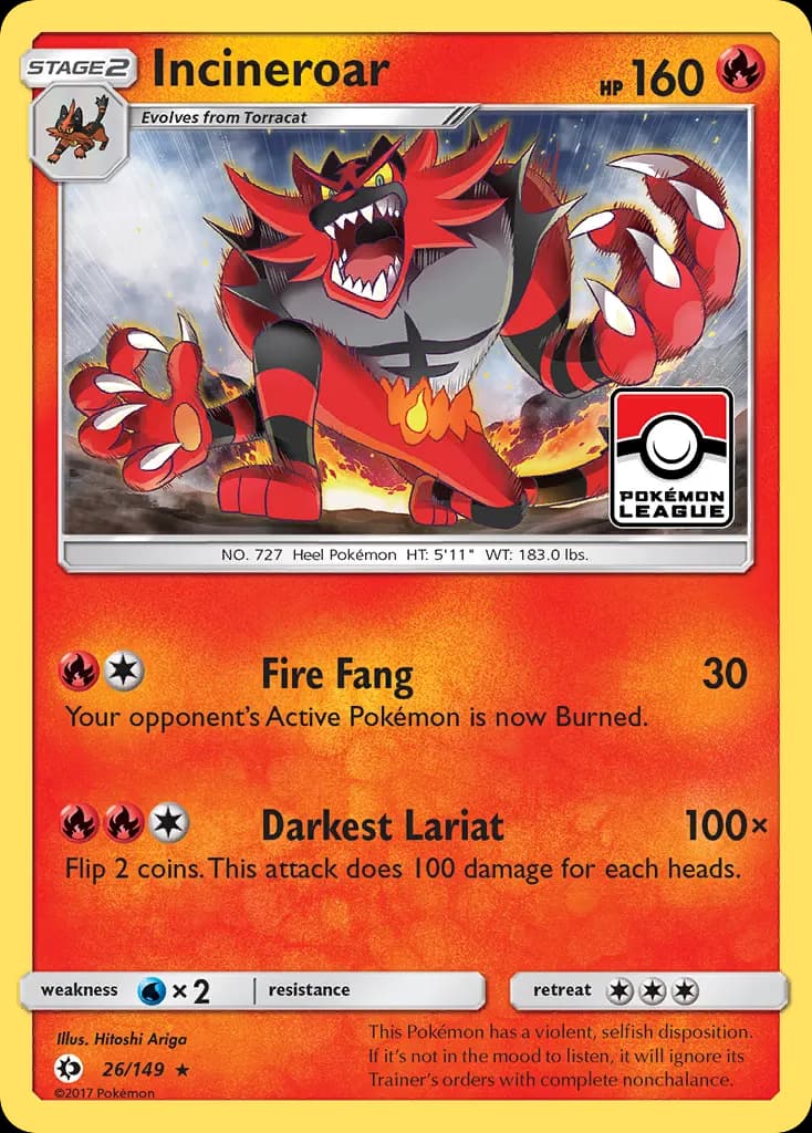 Incineroar — Sun & Moon 26 Pokémon card