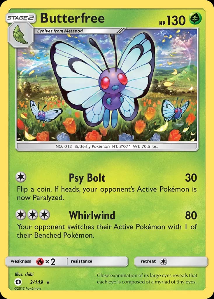 Butterfree — Sun & Moon 3 Pokémon card