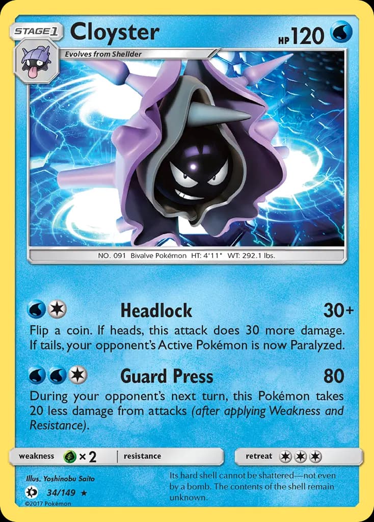 Cloyster — Sun & Moon 34 Pokémon card