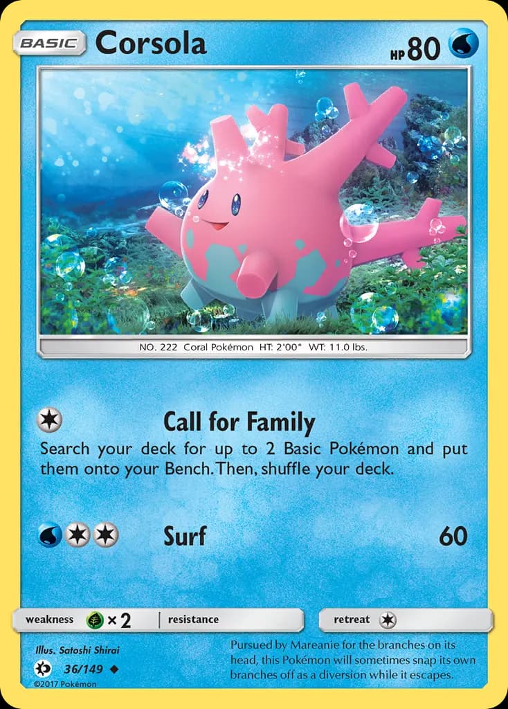 Corsola — Sun & Moon 36 Pokémon card