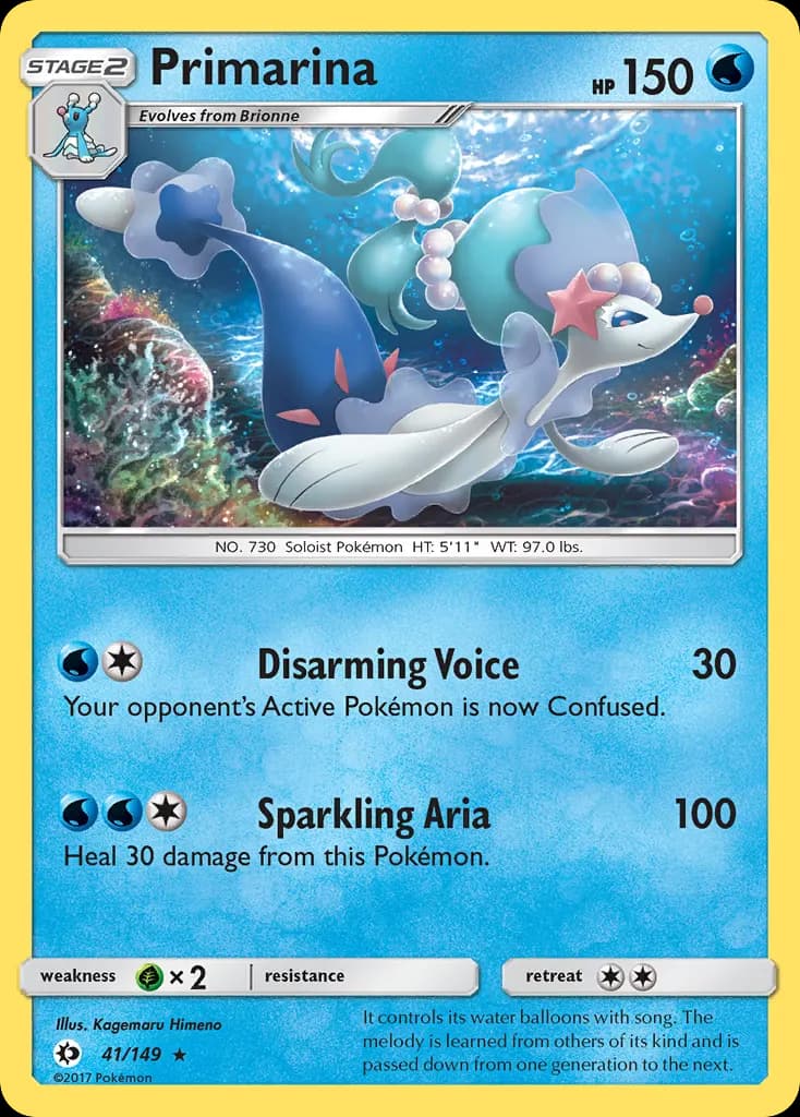 Primarina — Sun & Moon 41 Pokémon card