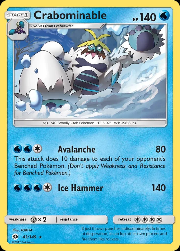 Crabominable — Sun & Moon 43 Pokémon card