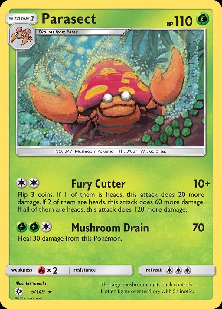 Parasect — Sun & Moon 5 Pokémon card