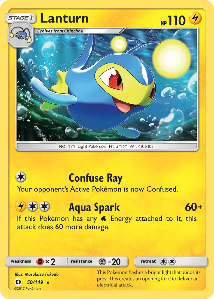 Lanturn — Sun & Moon 50 Pokémon card