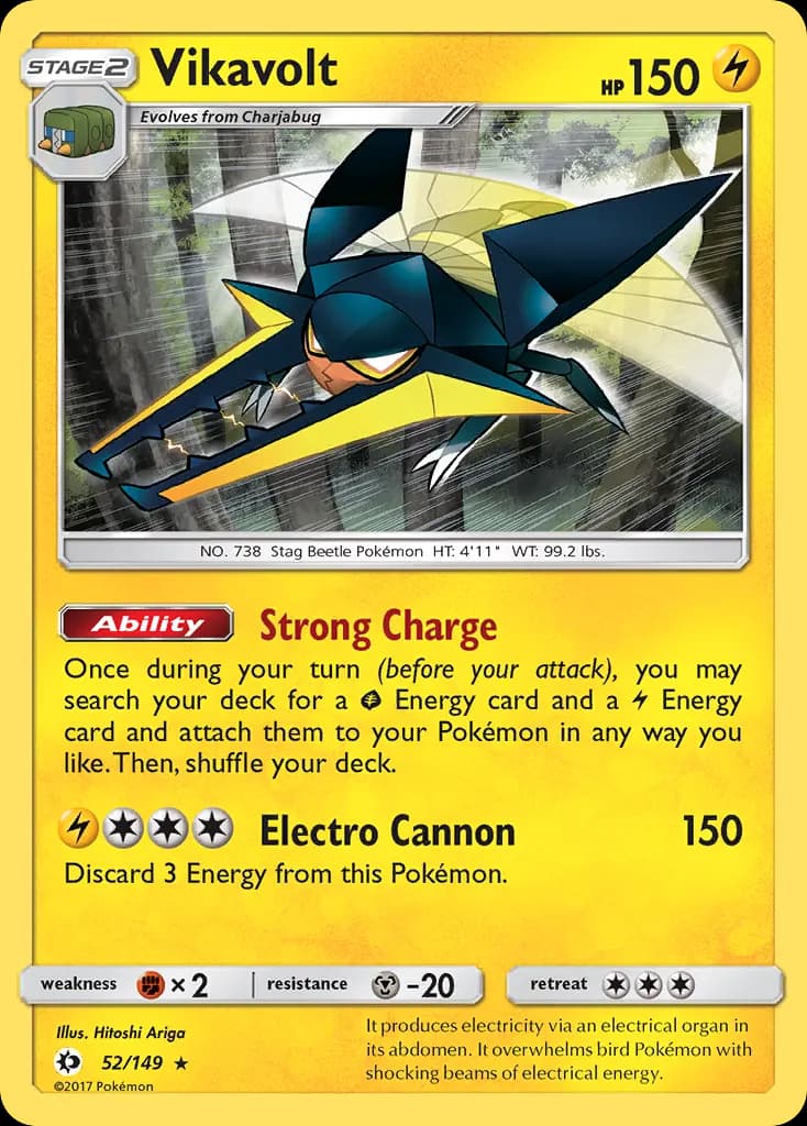 Vikavolt — Sun & Moon 52 Pokémon card