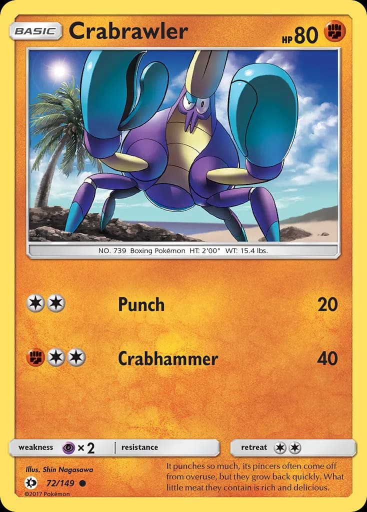 Crabrawler — Sun & Moon 72 Pokémon card
