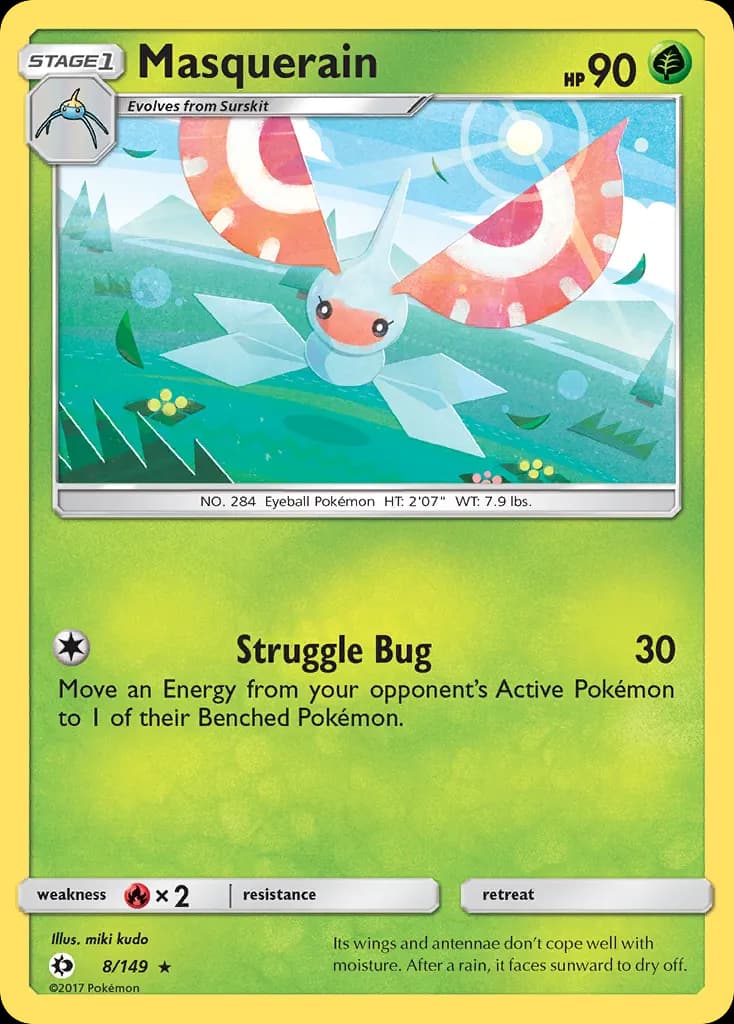 Masquerain — Sun & Moon 8 Pokémon card