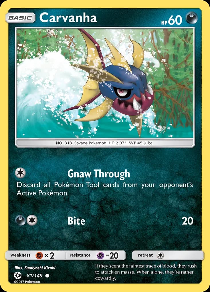 Carvanha — Sun & Moon 81 Pokémon card