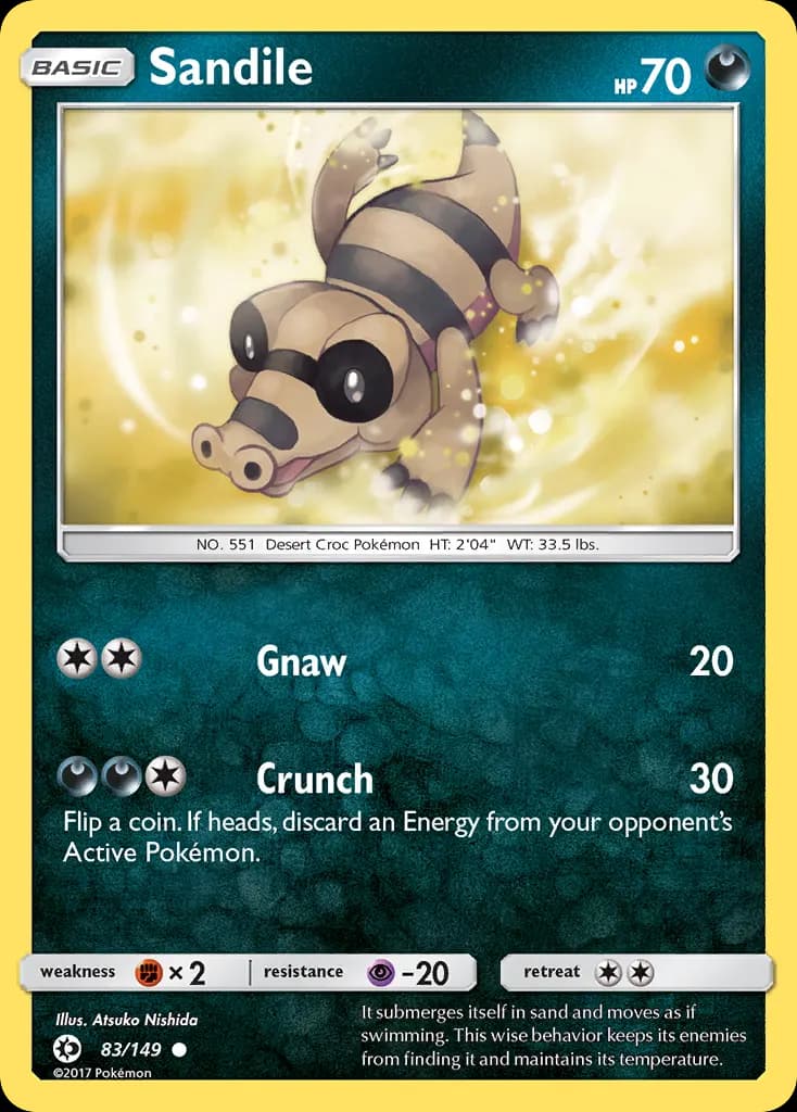 Sandile — Sun & Moon 83 Pokémon card