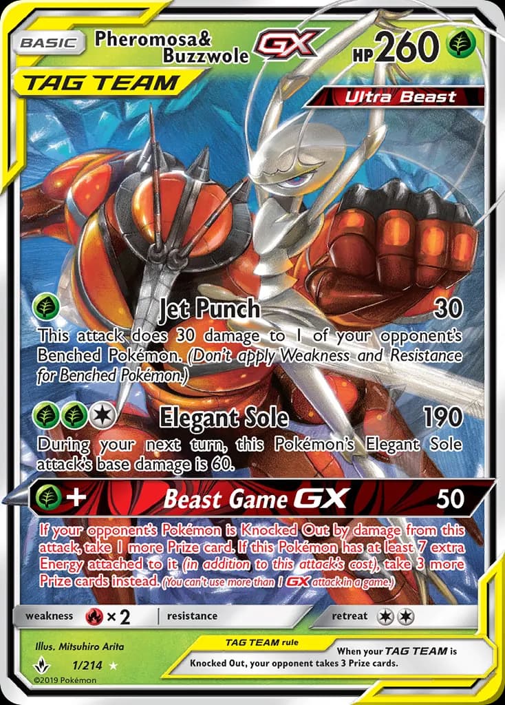 Pheromosa & Buzzwole-GX — Unbroken Bonds 1 Pokémon card