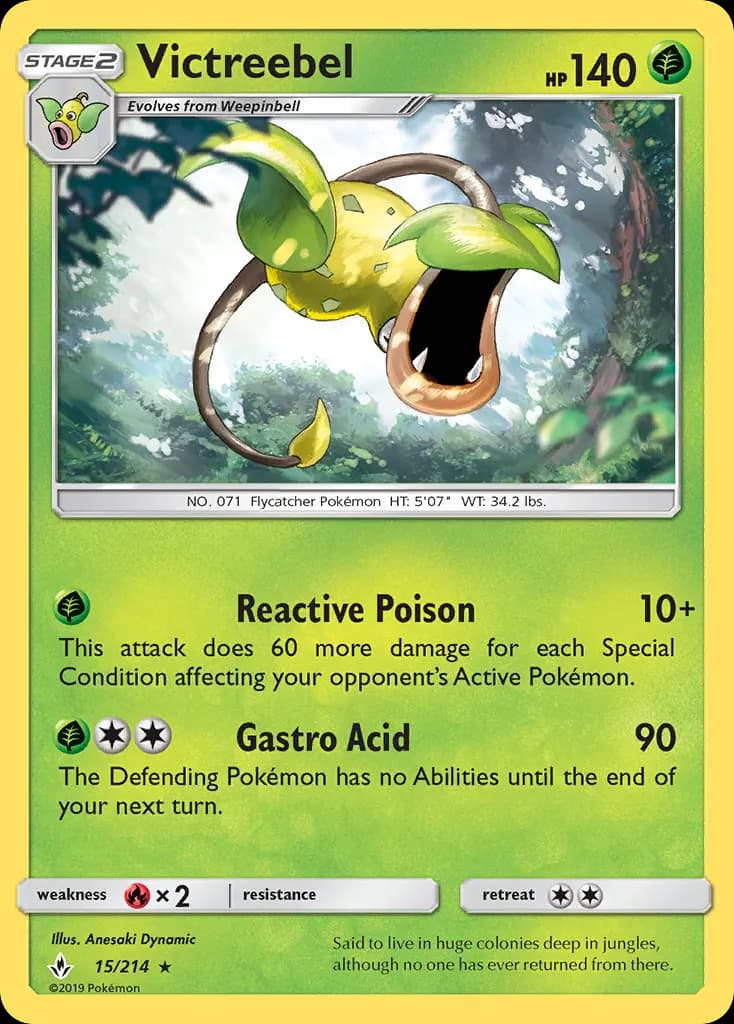 Victreebel — Unbroken Bonds 15 Pokémon card