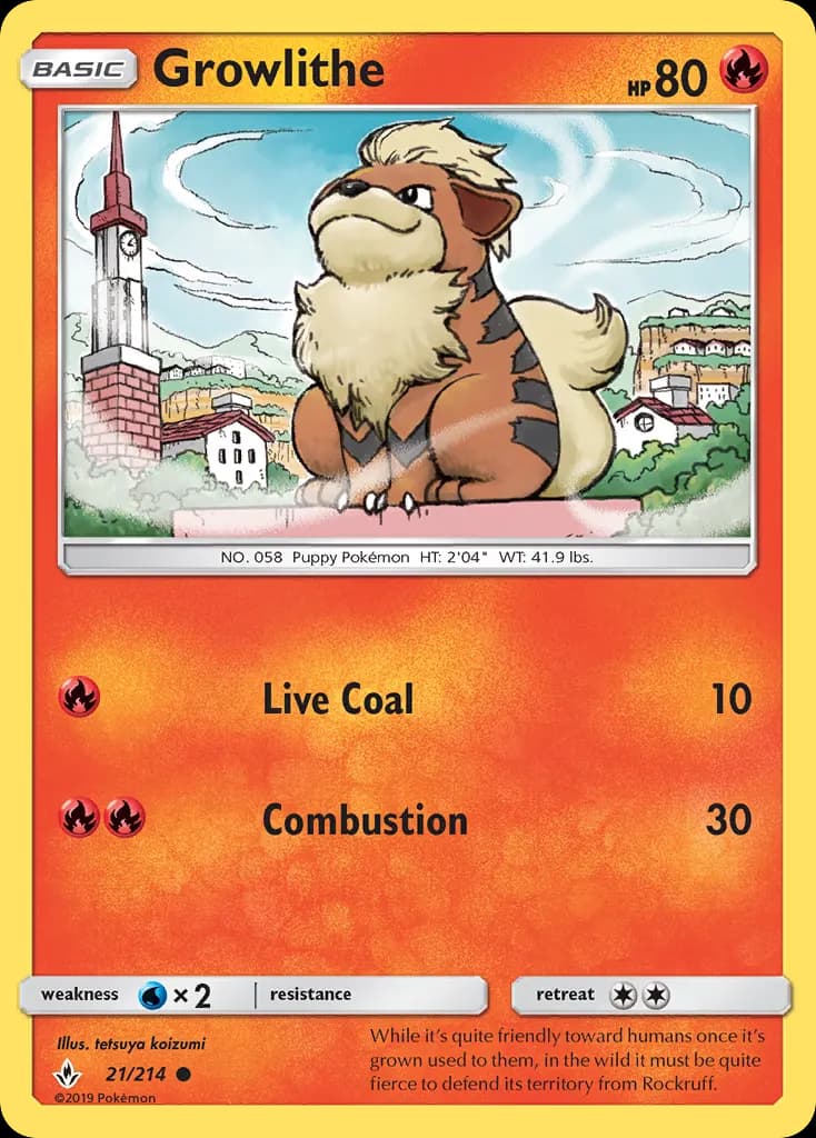 Growlithe — Unbroken Bonds 21 Pokémon card