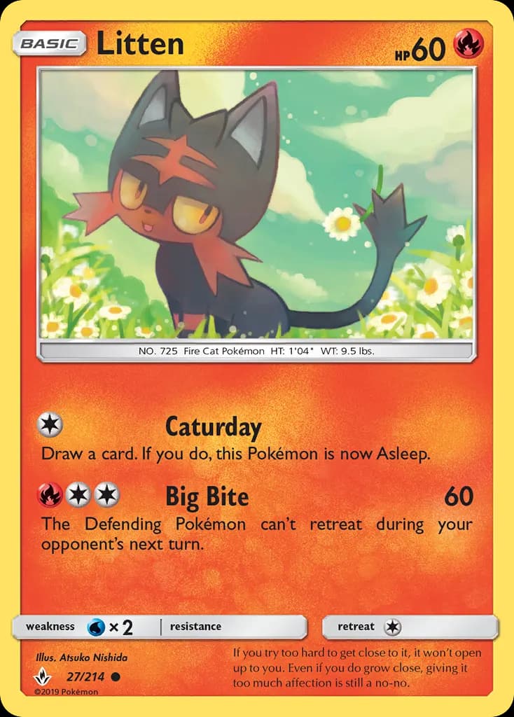 Litten — Unbroken Bonds 27 Pokémon card