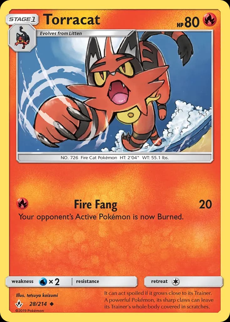 Torracat — Unbroken Bonds 28 Pokémon card