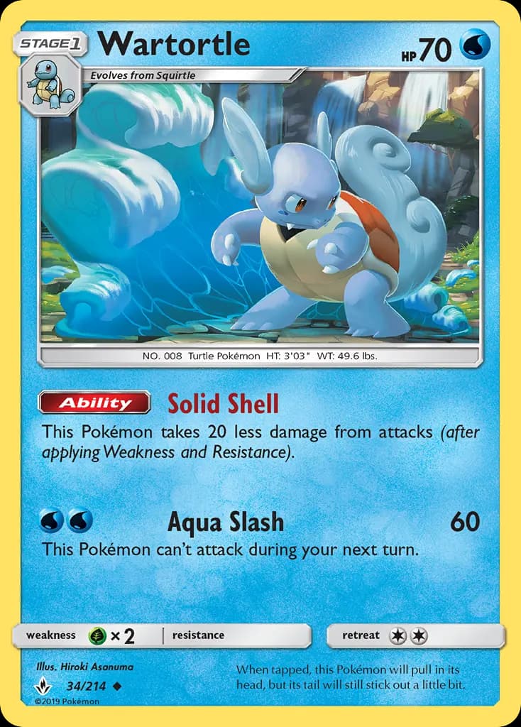Wartortle — Unbroken Bonds 34 Pokémon card
