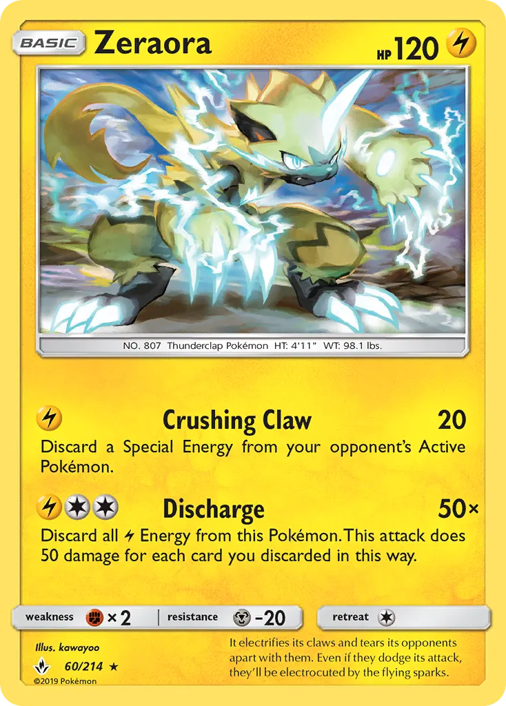 Zeraora — Unbroken Bonds 60 Pokémon card