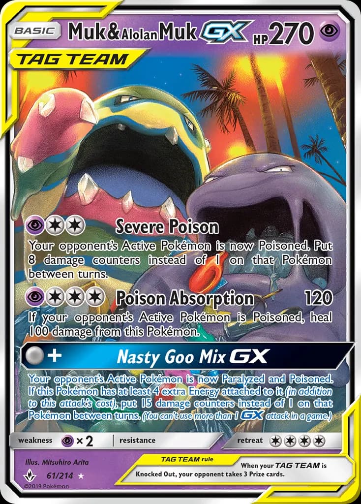 Muk & Alolan Muk-GX — Unbroken Bonds 61 Pokémon card