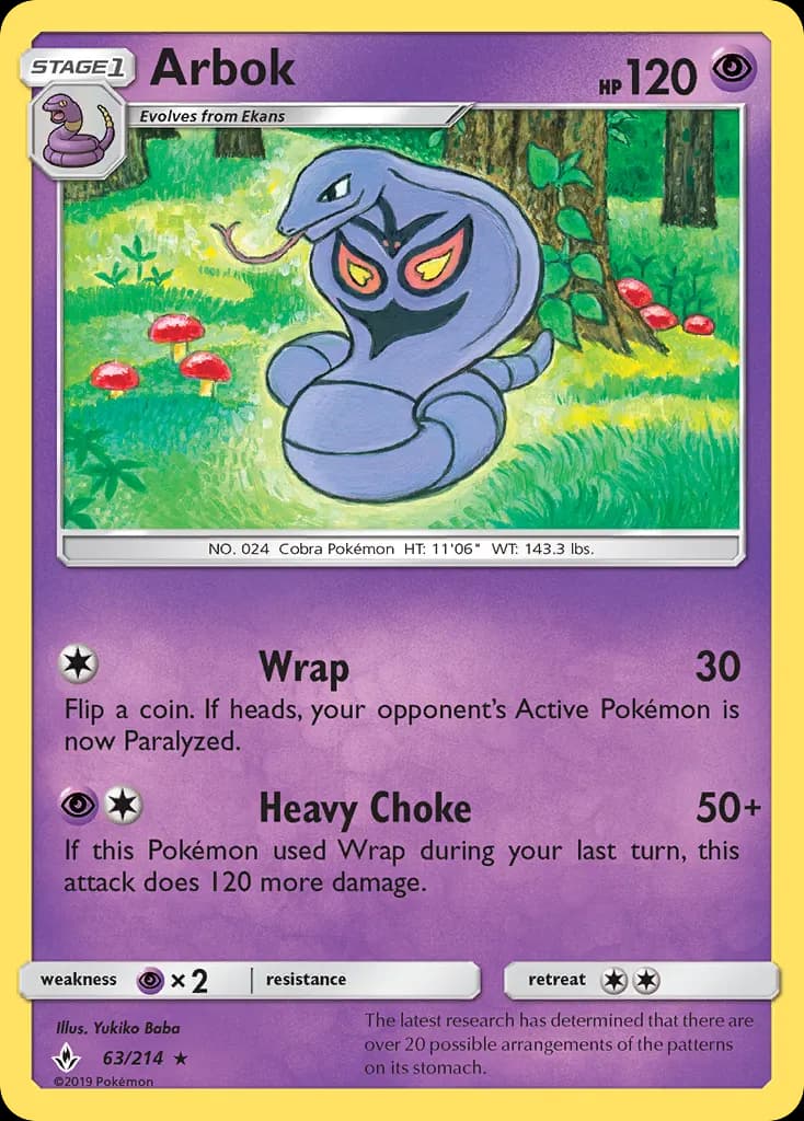 Arbok — Unbroken Bonds 63 Pokémon card