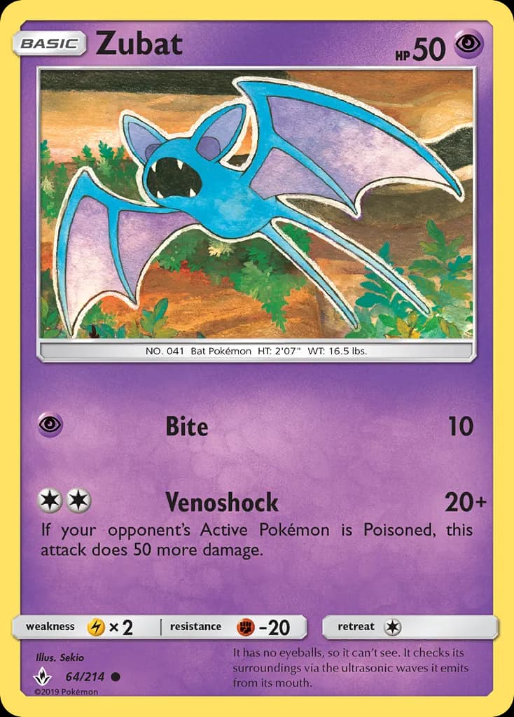 Zubat — Unbroken Bonds 64 Pokémon card