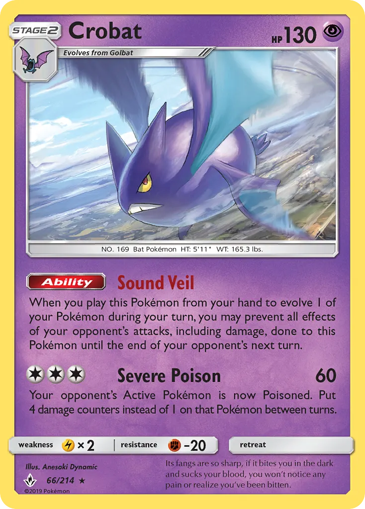 Crobat — Unbroken Bonds 66 Pokémon card