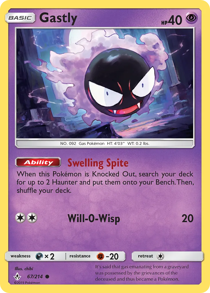 Gastly — Unbroken Bonds 67 Pokémon card